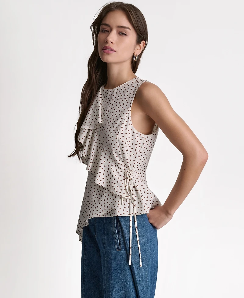 Bcbg Women's Faux Wrap Crewneck Ruffle Top
