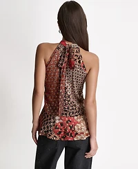 Bcbg Women's Printed Ruffle Halter Neck Top