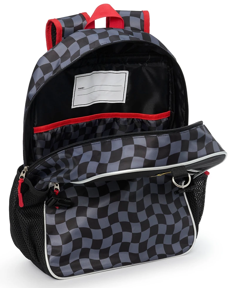 Extreme Nation Boys' Checkered Board Graphic Backpack, Lunch Bag and Headphone, 3-Piece Set