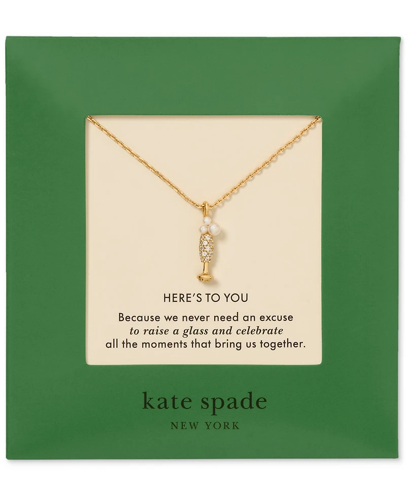 kate spade new york Gold-Tone Gifting Here's to You Short Pendant Necklace
