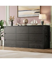 gaomon 9-Drawer Dresser for Bedroom, Wide Modern Wooden Storage Chest for Living Room and Entryway