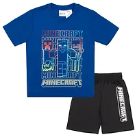 Minecraft Creepers Pattern Little Boys 2 Piece T-Shirt and Short Set