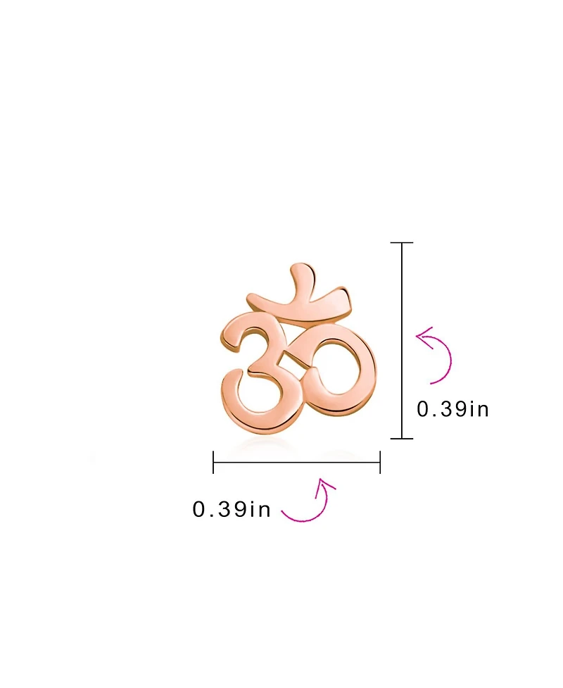 Bling Jewelry Buddhist Zen Ohm Symbol Stud Earrings in Rose Gold Sterling Silver