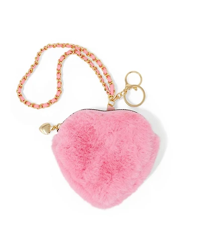 Zomi Gems Girls Fuzzy Heart Wristlet Coin Purse