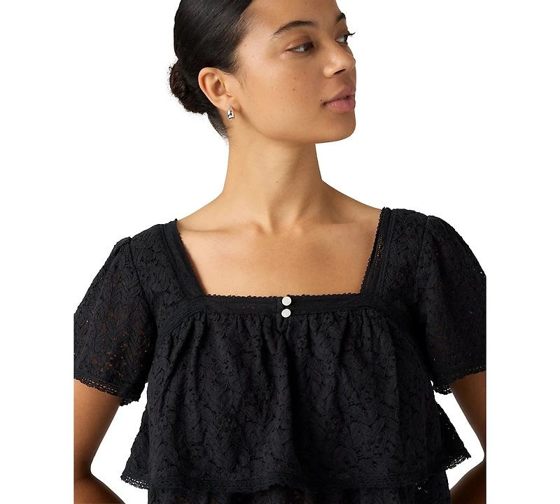Levi's Women's Cotton-Blend Short-Sleeve Lace Top