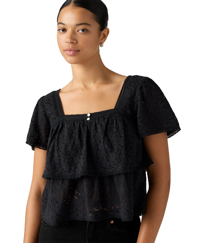 Levi's Women's Cotton-Blend Short-Sleeve Lace Top