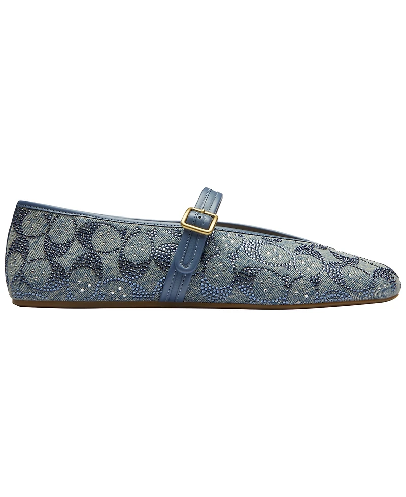 Coach Women's Sculpted C Crinkle Patent Leather Soft Mary Jane Flats
