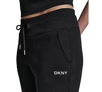 Dkny Sport Women's Metallic Bubble Mid-Rise Crop Flare Pants