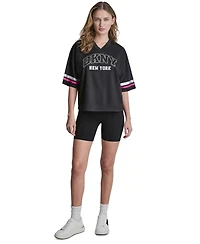 Dkny Sport Women's Varsity Rhinestone V-Neck Sports Jersey