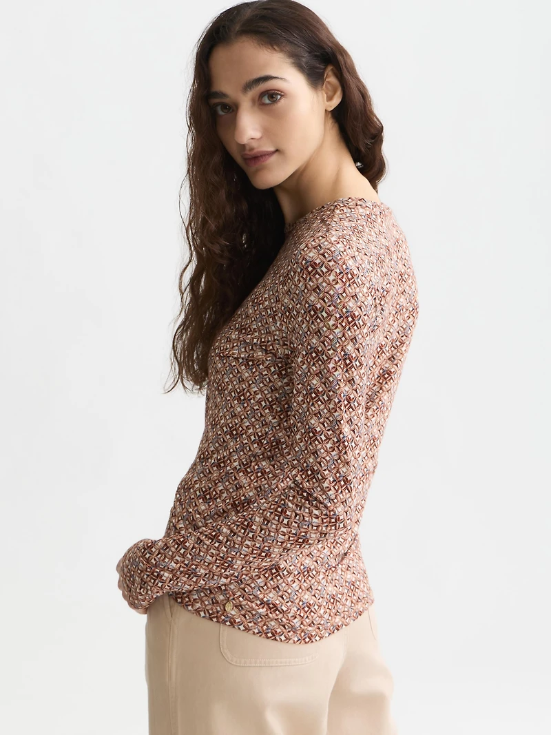 Scotch & Soda Women's and Tops Tees Printed Long Sleeve T-Shirt