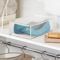 Stackable Shoe Box with Lid for Sneakers or Flats, Set of 4, Clear