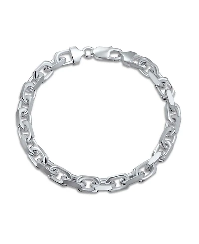 Bling Jewelry Men's Solid Heavy 7MM . Anchor Marine Forzata Oval Link Chain Bracelet 8 Inch