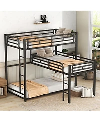 Streamdale Furniture L-shaped Metal Triple Bunk Bed