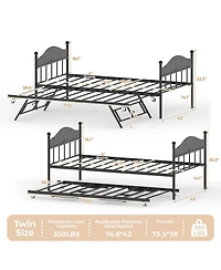 homfan Metal Daybed with Headboard