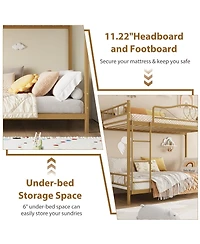 homfan Twin Over Metal Bunk Bed with Guardrails and Side Ladder, Steel Frame Space-Saving for Kids Bedroom or School