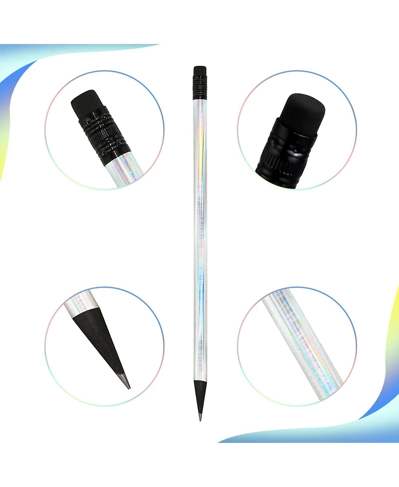 Gnuadz Black Wood Holographic Pencil With Eraser 36 Pack