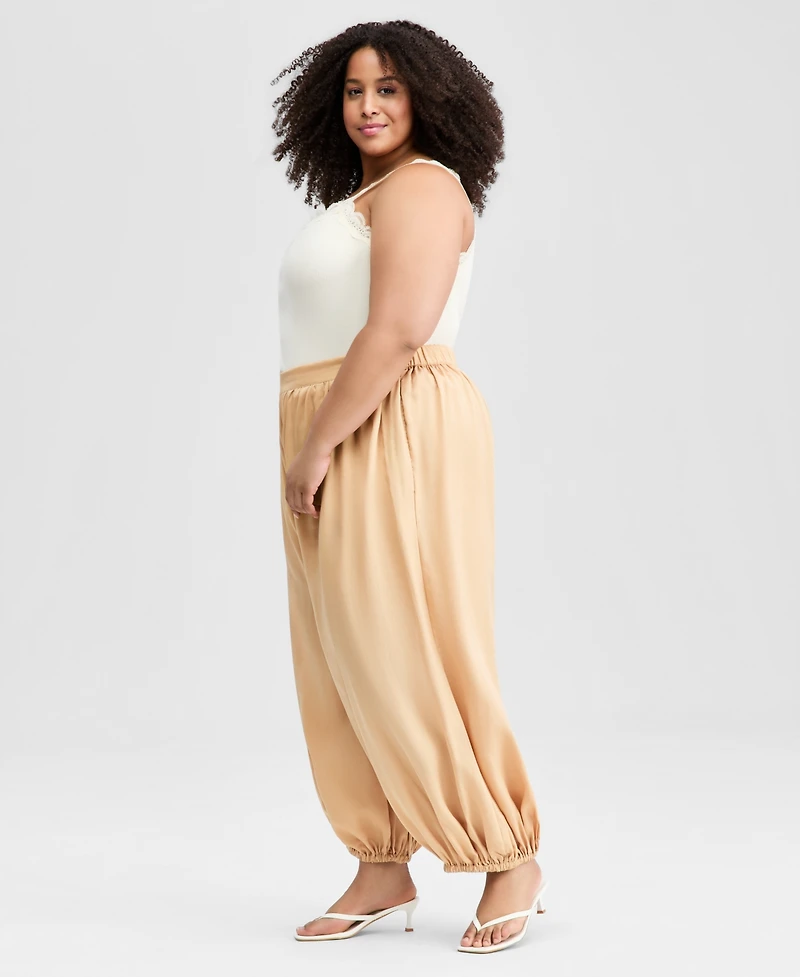 On 34th Trendy Plus Size Pull-On Elastic-Hem Balloon Pants, Macy's Exclusive