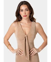Bebe Women's V-Neck Cutout Tie Maxi Dress