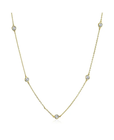 Bling Jewelry Minimalist Long Cz By The Inch Tin Cup Chain Necklace Plated 24 Inch