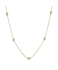 Bling Jewelry Minimalist Long Cz By The Inch Tin Cup Chain Necklace Plated 24 Inch