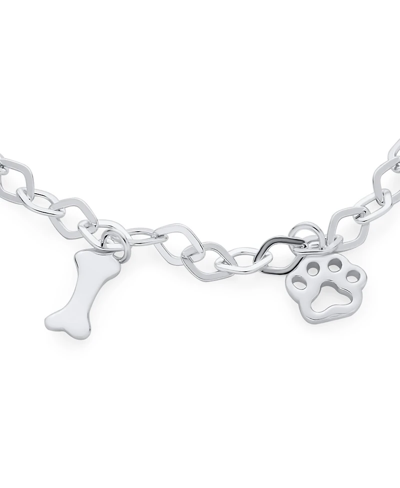 Bling Jewelry Best Friend Animal Lover Heart Dog Bone Paw Print Multi Charm Bracelet , 7 Inch