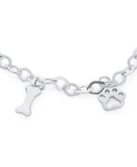Bling Jewelry Best Friend Animal Lover Heart Dog Bone Paw Print Multi Charm Bracelet , 7 Inch