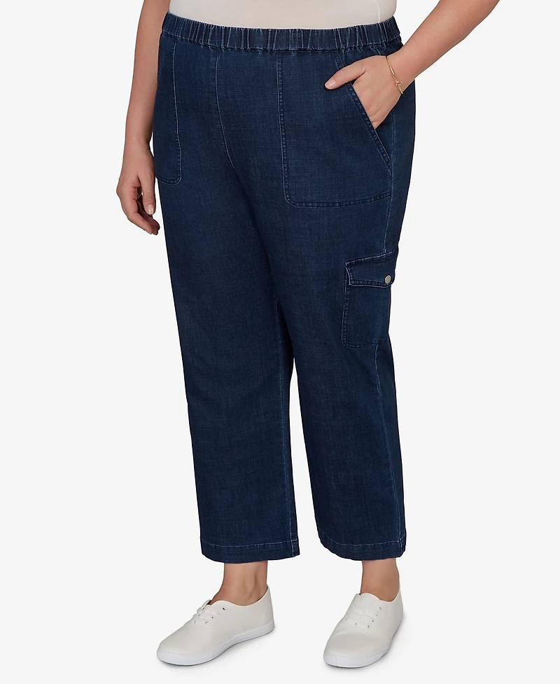 Alfred Dunner Plus Indigo Girls Pull On Cargo Pocket Jeans