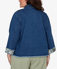 Alfred Dunner Plus Indigo Girls Sequin Embellished Stretch Denim Jacket
