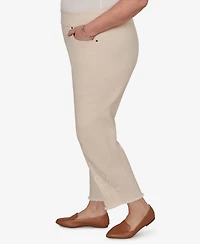 Alfred Dunner Plus Camden Market Tonal Floral Applique Ankle Jeans