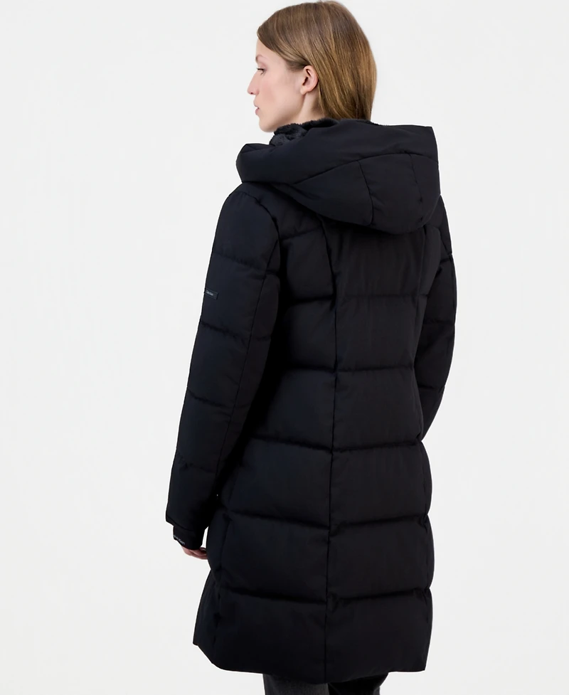 Calvin Klein Women's Hooded Zippered Puffer Coat