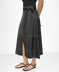Dkny Women's Tie-Waist Contrast Stitch Skirt