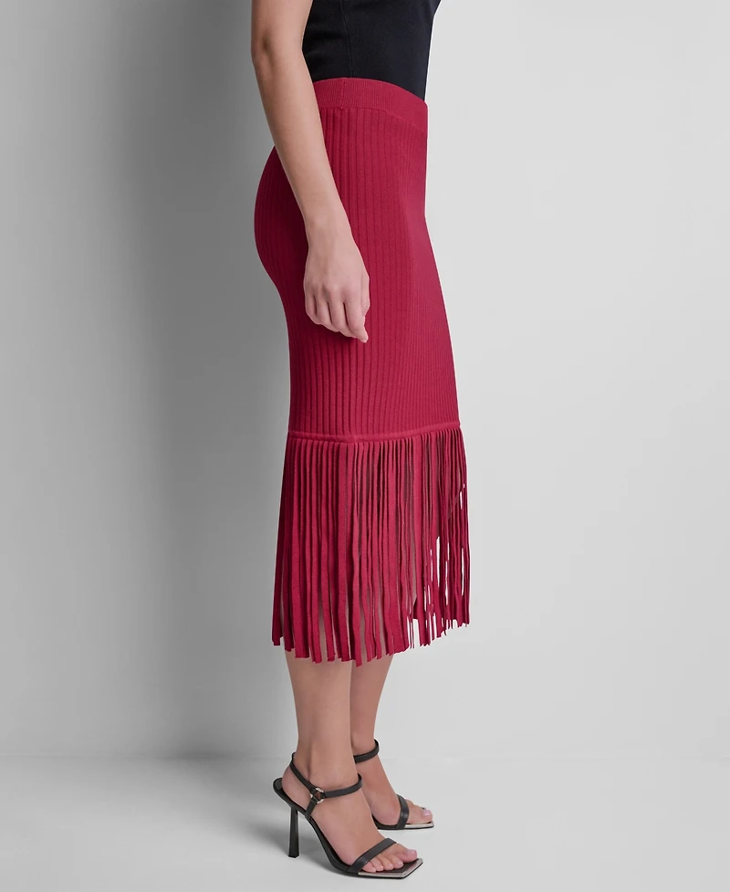 Dkny Women's Cotton-Blend Fringe Sweater Skirt