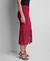 Dkny Women's Cotton-Blend Fringe Sweater Skirt