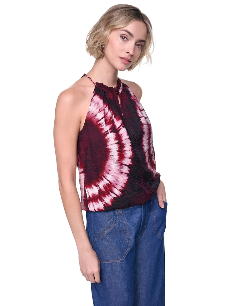 Dkny Women's Printed Halter Neck Button Placket Top