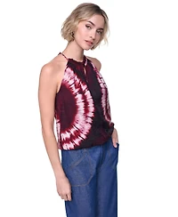 Dkny Women's Printed Halter Neck Button Placket Top