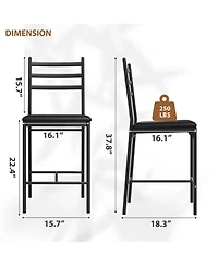 homfan Modern Upholstered Bar Stools Set of 4 - Counter Height Dining Chairs with Backrest, Sturdy Metal Frame, Faux Leather Padded Seat