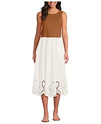 Lands' End Women's Embroidered Duet Midi Dress