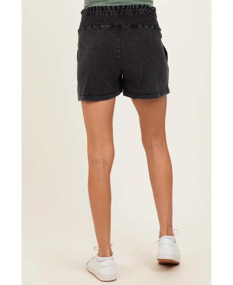 Pinkblush Maternity Navy Smocked Waist Mineral Wash Shorts