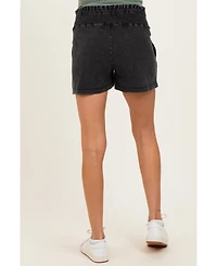 Pinkblush Maternity Navy Smocked Waist Mineral Wash Shorts