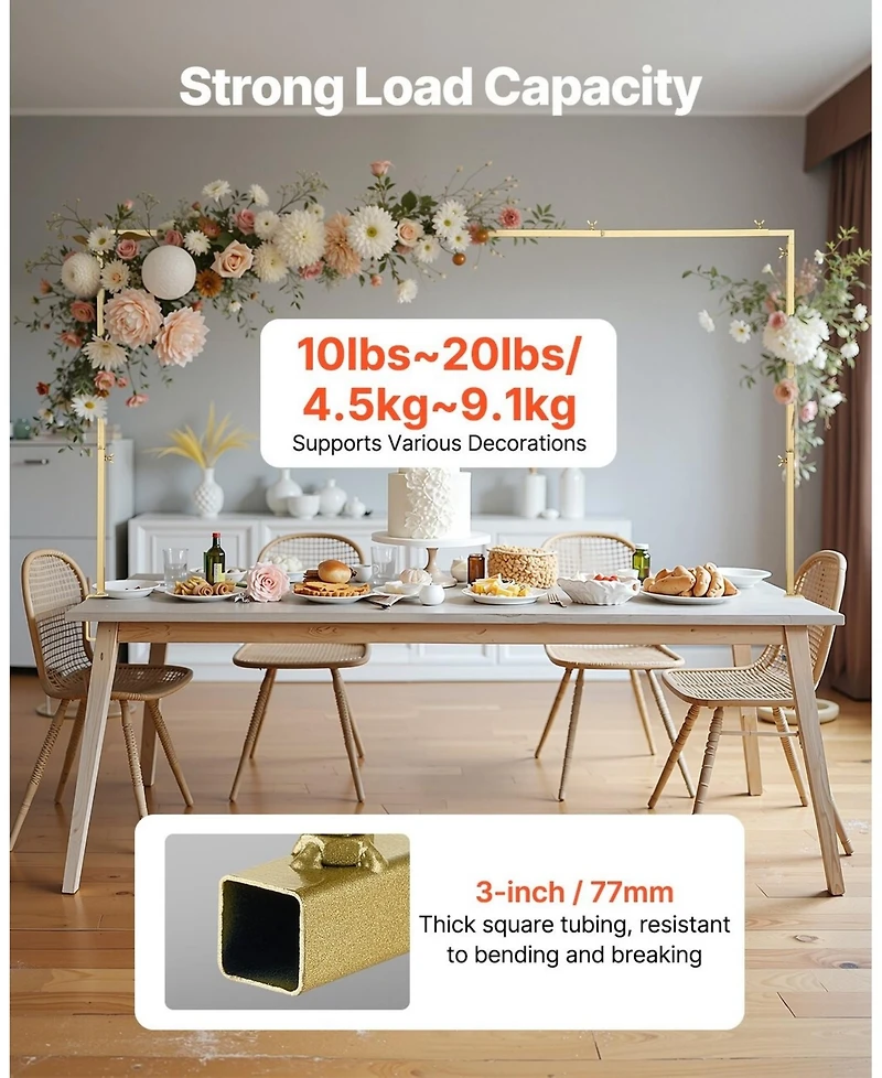 Sugift Adjustable Over The Table Rod Stand with Clamps 13 in 28 in 42 in for Wedding Party Decor