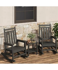 Xo 2 Piece All Weather Resistant Outdoor Hdpe Porch Rocking Chair for Balcony Backyard Porch with Side Table