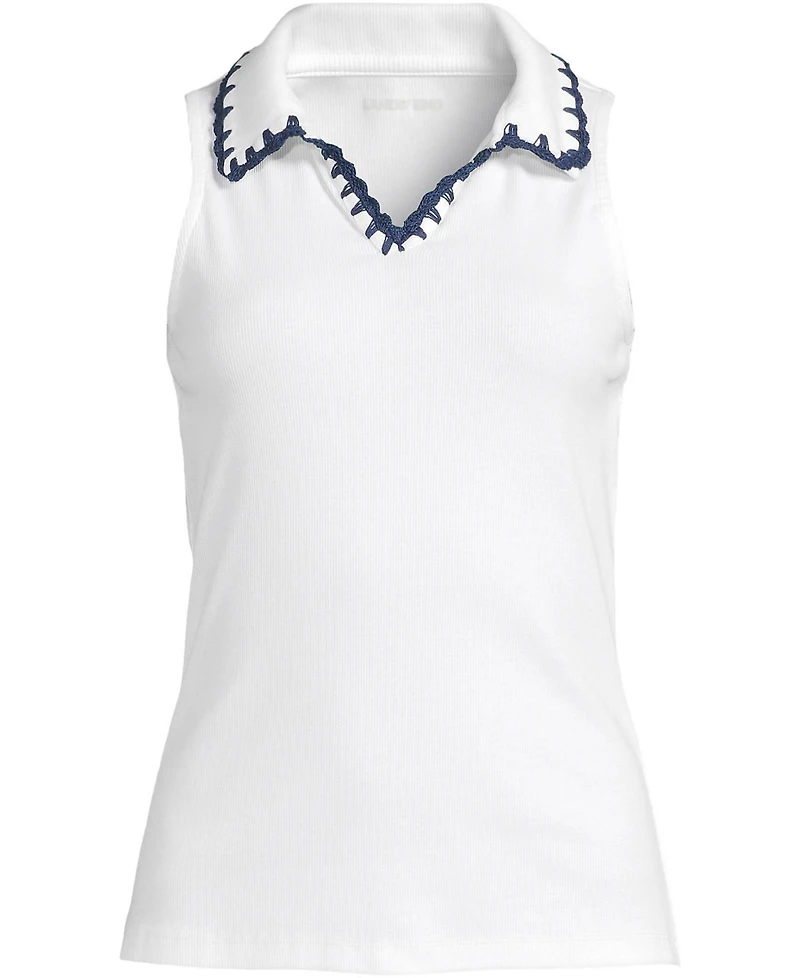 Lands' End Women's Sleeveless Micro Rib Polo