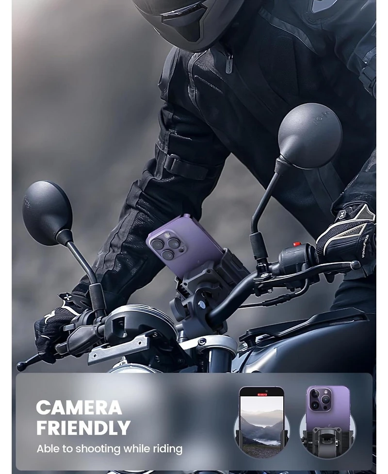 Lamicall Motorcycle Phone Mount Holder, Bike Phone Holder Handlebar Clamp, Bicycle Scooter Phone Clip