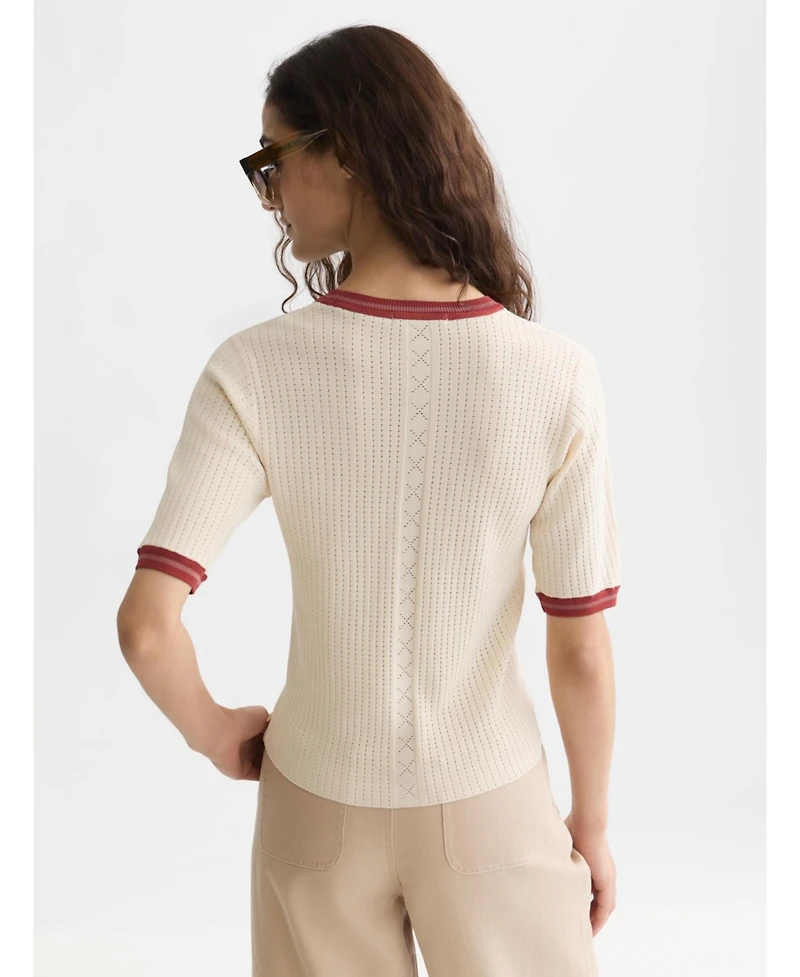Scotch & Soda Women's Tops and Tees Pointelle Knitted Relaxed-Fit Tee