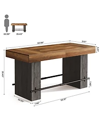 Tribesigns 62 Inch Kitchen Island, Rectangular Bar Table, Industrial Counter Height Pub Dining Table