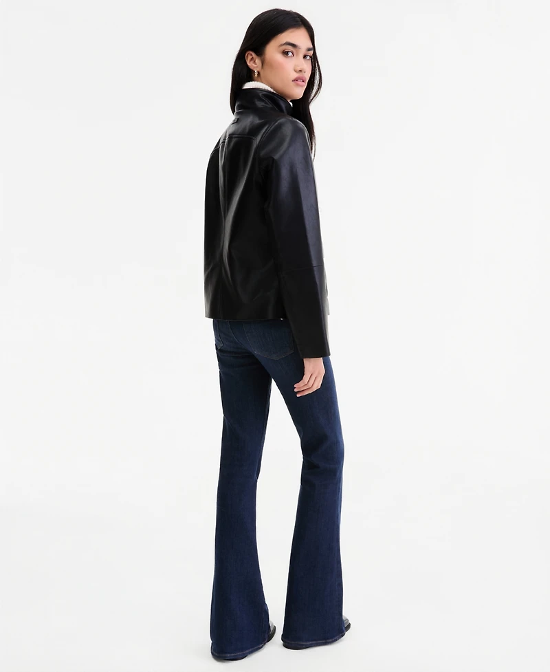 Calvin Klein Women's Faux Leather Button Up Jacket, Created for Macy's