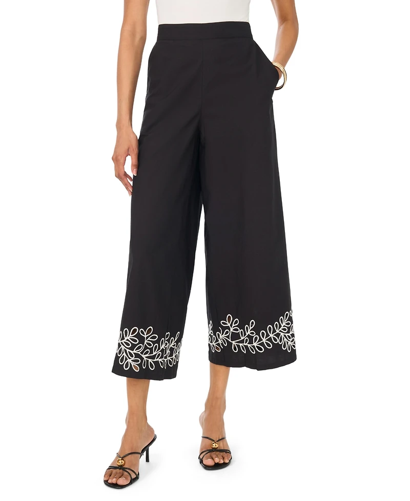 Vince Camuto Women's High Rise Tie-Waist Scallop Hem Pants