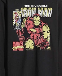 Airwaves Men's Iron Man Vintage Faded Comic Long-Sleeve Graphic T-Shirt