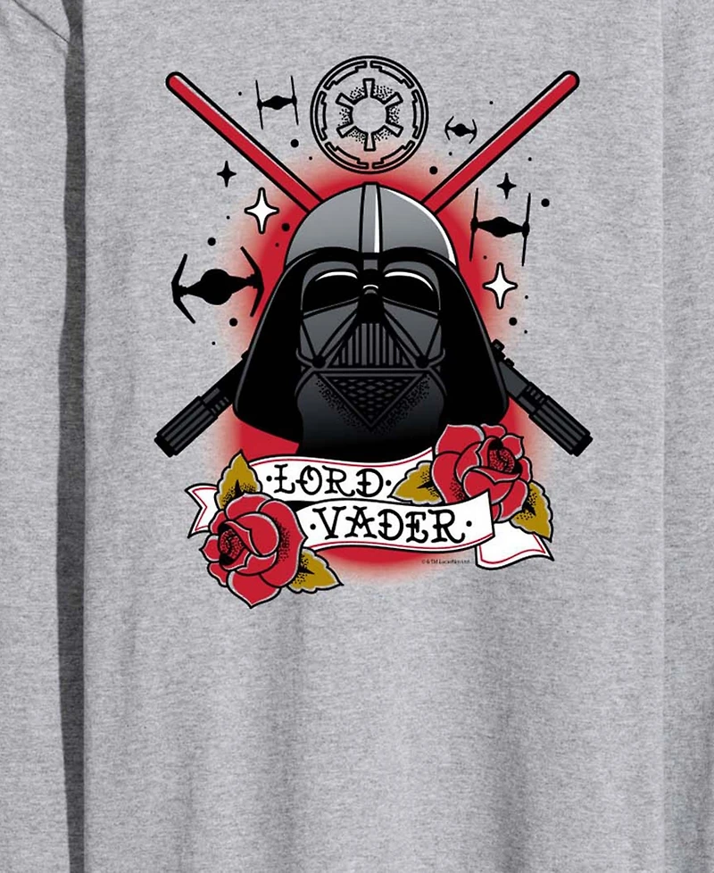 Airwaves Men's Darth Vader Traditional Tattoo Long-Sleeve Graphic T-Shirt