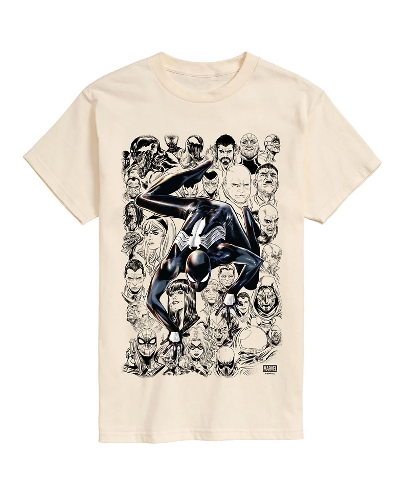 Airwaves Men's Spider-Man Lineart Characters Short-Sleeve Graphic T-Shirt
